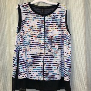Worthington 3x Sleeveless tank Striped Floral Top